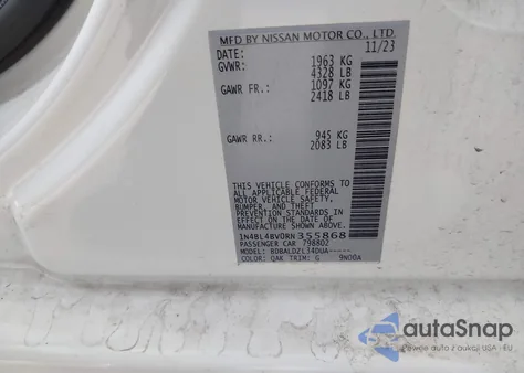 2024 Nissan Altima S Fwd z USA, uszkodzony, nr VIN 1N4BL4BV0RN355868